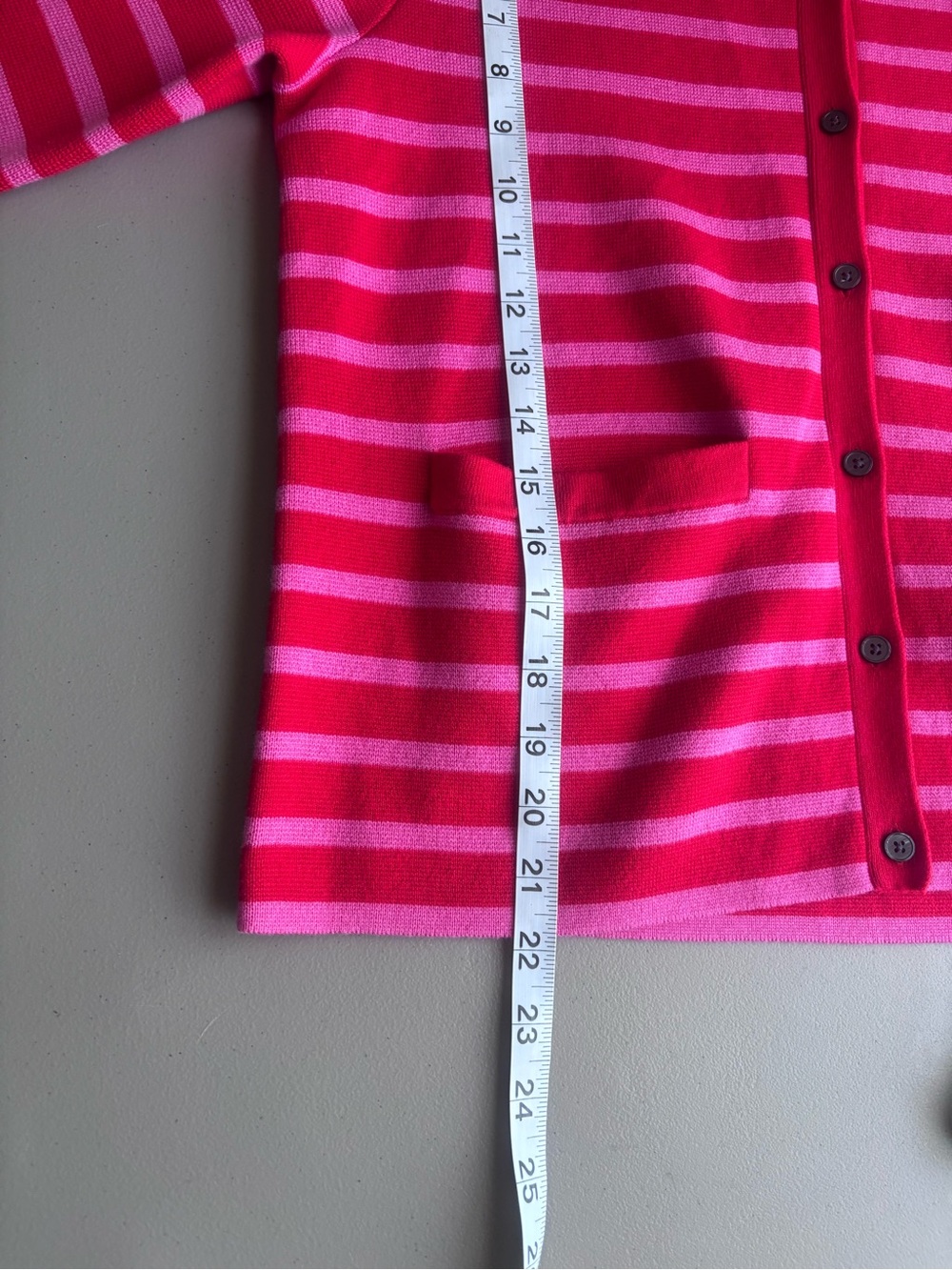 BODEN Jessie striped ruffled frill collared cardigan pink red size Small - Picture 10 of 12